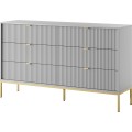 Komoda Nova 154 cm se zásuvkami šedá/zlatá