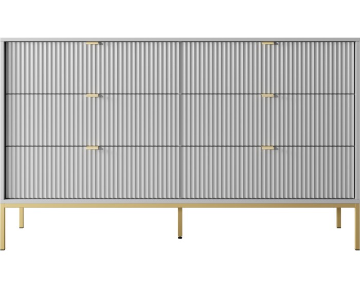 Komoda Nova 154 cm se zásuvkami šedá/zlatá