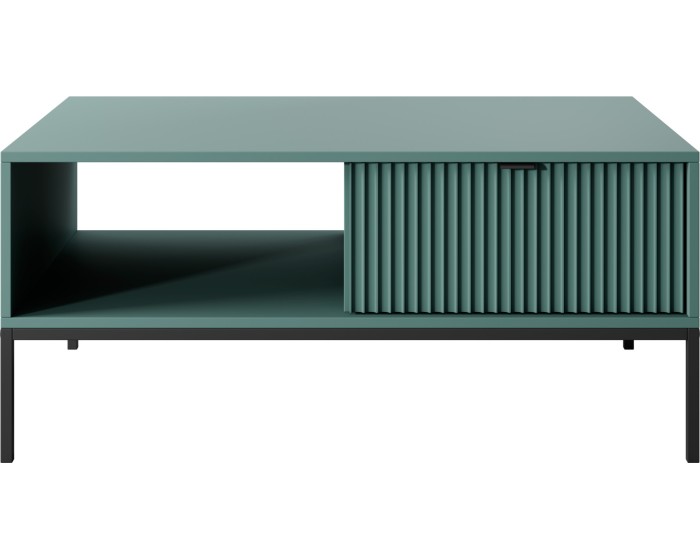 Konferenční stolek Nova 104 cm zelený/černé úchytky a černý rám