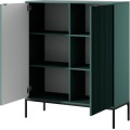 Komoda Nova 104 cm zelená/černé úchytky a černý rám