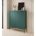 Komoda Nova 104 cm zelená/zlaté úchytky a černý rám