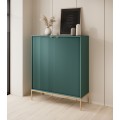 Komoda Nova 104 cm zelená/zlaté úchytky a zlatý rám