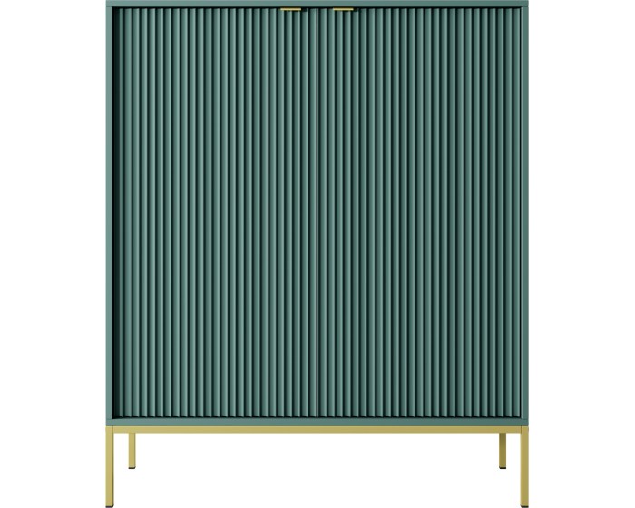 Komoda Nova 104 cm zelená/zlaté úchytky a zlatý rám