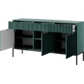 Komoda Nova 154 cm zelená/černé úchyty a černý rám