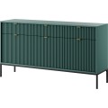 Komoda Nova 154 cm zelená/zlaté úchyty a černý rám