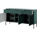 Komoda Nova 154 cm zelená/zlaté úchyty a černý rám