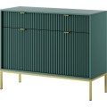 Komoda Nova 104 cm se zásuvkami zelená/zlaté úchytky a zlatý rám