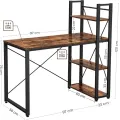 Psací stůl Vasagle Troy 120 cm s policemi hnědý/černý