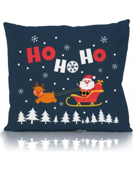 Vánoční povlak na polštář Holly Jolly 001 45x45 cm tmavě modrý