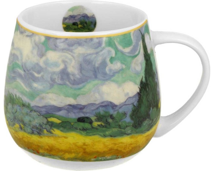 Porcelánový hrnek BARYLKA Van Gogh WHEAT FIELD 430 ml modrý