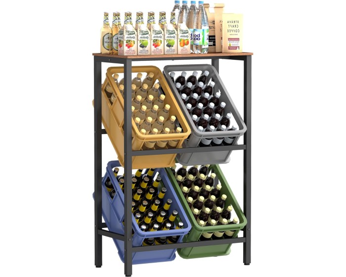 Kuchyňský regál na přepravky Jogin 70,4 cm černý/hnědý