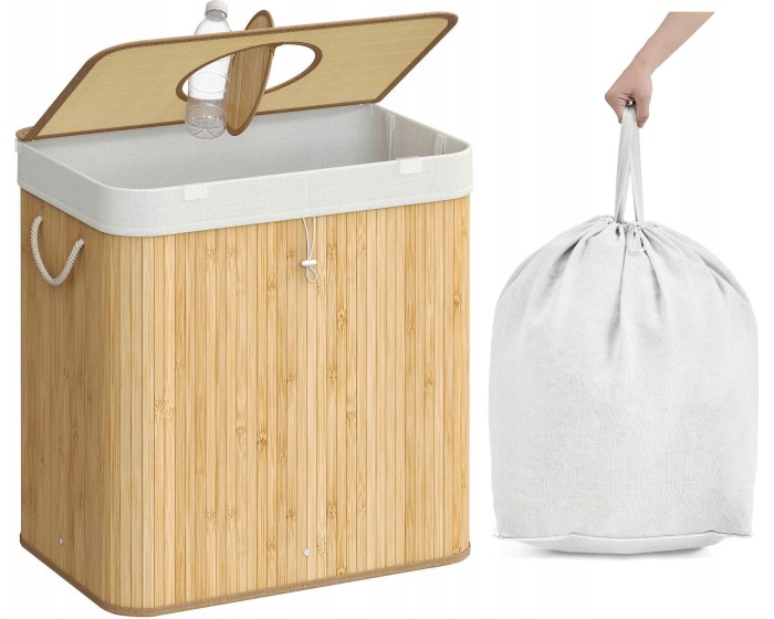 Koš na PET láhve Sasa 120 l z bambusu hnědý