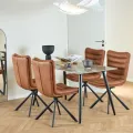 Jídelní stůl Wicklow 140 cm hnědý mramor/černý