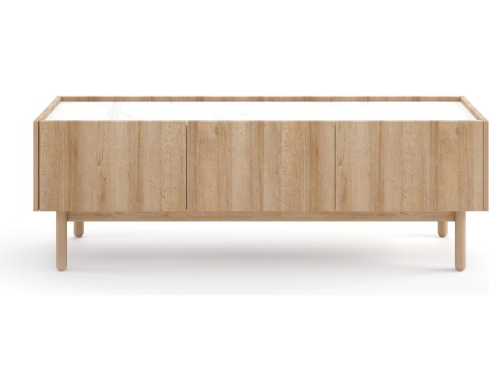 TV stolek Boho La 144 cm dub riviera/bílý mramor