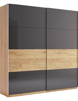 Šatní skříň Ramona s posuvnými dveřmi 200 cm Dub Craft/Matná láva