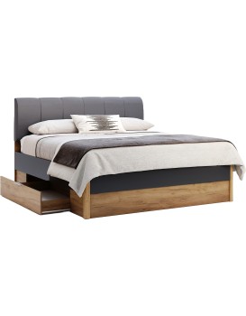 Dvoulůžková postel Ramona 160x200 s šuplíky dub Craft/matná láva