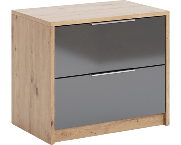 Noční stolek Raymond 2 zásuvky antracit mat/dub Artisan