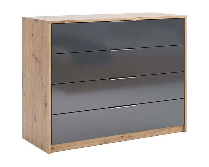 Komoda Raymond 4 zásuvky antracit mat/dub Artisan