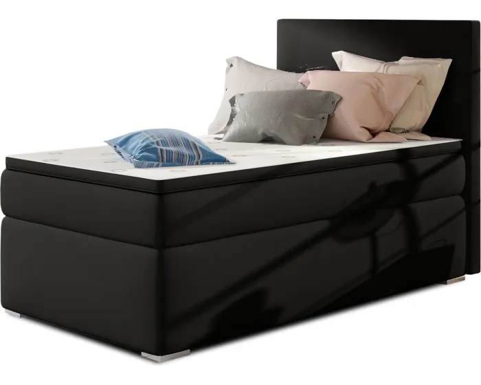 Čalouněná jednolůžková postel ROCCO 90x200 eko kůže Soft 11 černá levá