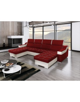 Rohová rozkládací pohovka Caldo červená/bílá