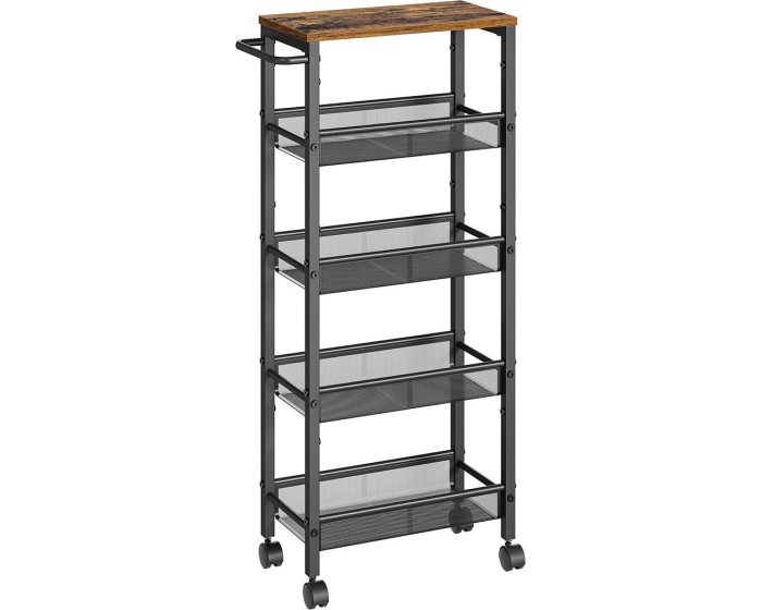Pojízdný kuchyňský vozík Vasagle Compi 99 cm hnědý/černý