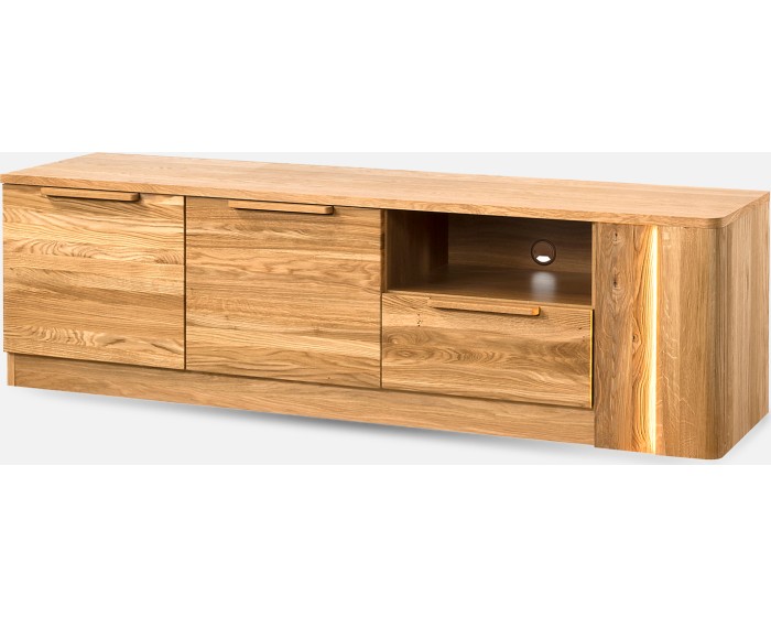 Televizní stolek London 25 180 cm z masivu s LED osvětlením dub přírodní