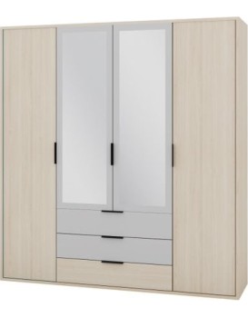 Šatní skříň Ryga 02 187 cm dub Riva/šedá