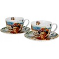 Sada 2 ks porcelánových šálků s podšálky Mexican Art Frida 270 ml vícebarevná