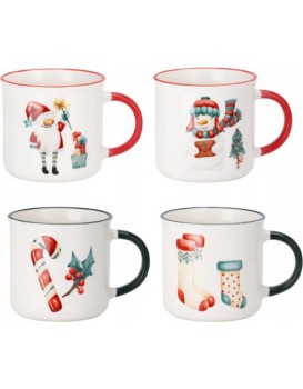 Sada 4 ks porcelánových hrnků CHRISTMAS LAUGHT 4x200 ml vícebarevný