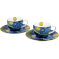 Sada šálků s podšálkem espresso Van Gogh STARRY NIGHT 2 ks 90 ml modrá
