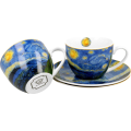 Sada šálků s podšálkem espresso Van Gogh STARRY NIGHT 2 ks 90 ml modrá