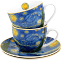 Sada šálků s podšálkem espresso Van Gogh STARRY NIGHT 2 ks 90 ml modrá