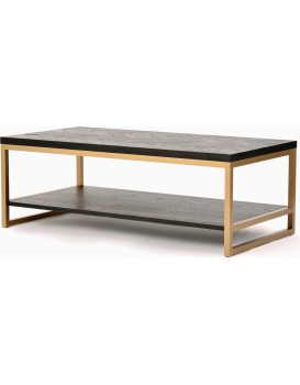 Konferenční stolek Seville 120 cm z masivu černý/zlatý