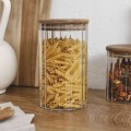 Skleněná kuchyňská dóza Arno 700 ml čirá/akáciové dřevo