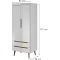 Šatní skříň Nordi 80 cm bílá/dub Riviéra