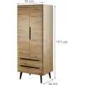 Šatní skříň Nordi 80 cm černá/dub artisan