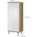 Šatní skříň Primo 80 cm dub Riviéra/bílá