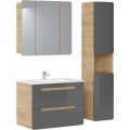 Závěsná koupelnová skříňka se zrcadlem Aruba 843 3D dub craft zlatý
