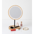 Kosmetické bambusové zrcadlo KED s LED osvětlením 31 cm hnědé