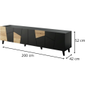 TV stolek Etna 200 cm černý/dub craft