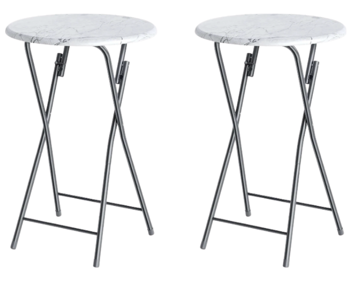 Sada 2 ks cateringových skládacích barových stolů MARLE 60 cm mramorově bílá