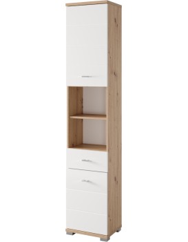 Vysoká koupelnová skříňka Sting 70 38 cm dub Artisan/bílá