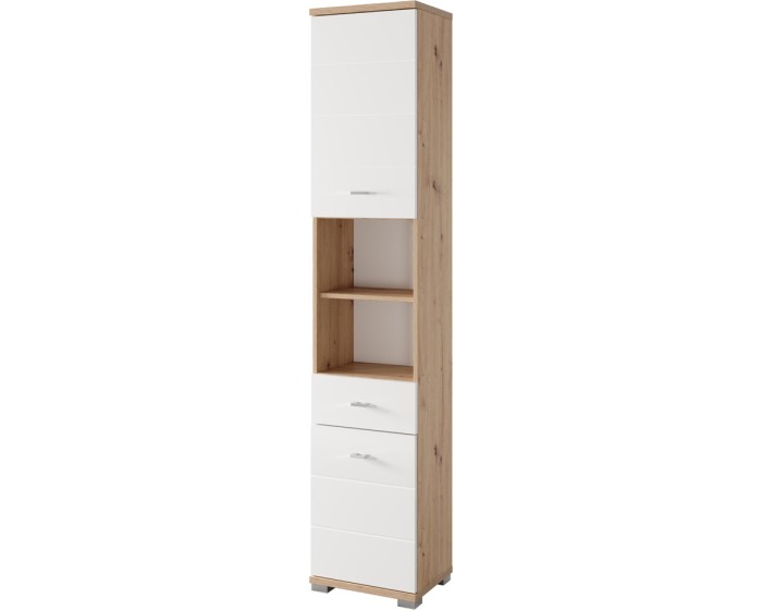 Vysoká koupelnová skříňka Sting 70 38 cm dub Artisan/bílá