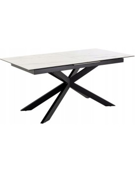 Jídelní rozkládací stůl Irwine 168/210 cm bílý mramor/černý