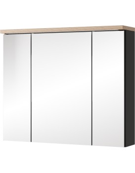 Závěsná koupelnová skříňka Swing II 58 80 cm se zrcadlem a LED osvětlením černá/dub Artisan