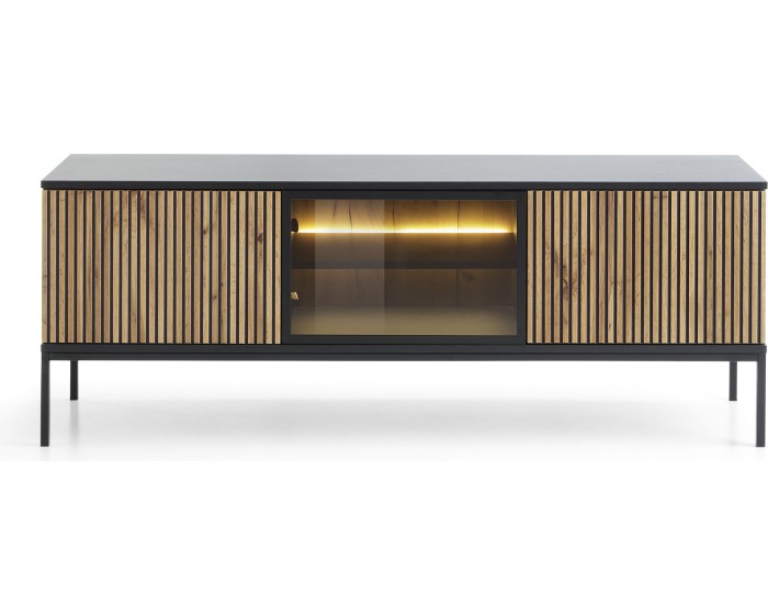 TV stolek Sento s LED osvětlením 154 cm dub wotan/ černý