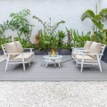 Sada zahradního nábytku Modern s ohništěm bílá/béžová