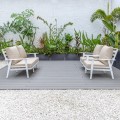 Sada zahradního nábytku Modern s ohništěm bílá/béžová