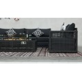 Sada zahradního nábytku Excelentur s ohništěm 3+2+1 šedá