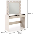 Toaletní stolek HOLLYWOOD s LED osvětlením 94 cm kašmírový